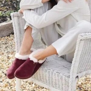 Birkenstock Burgundy Mules with Shearling Lining - Zermatt Premium